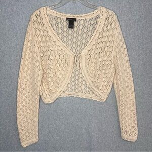 Lane Bryant Tan Beige Crochet Cardigan Size 18/20 Cottagecore Y2K Fairy Grunge